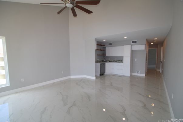 Empty room, Interior, Kitchen, Marble, Recessed Lighting