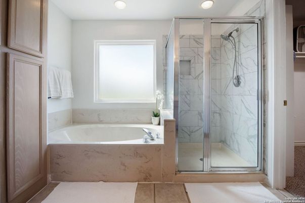 Bathroom, Glass Shower, Interior, Marble Walls, Recessed Lighting