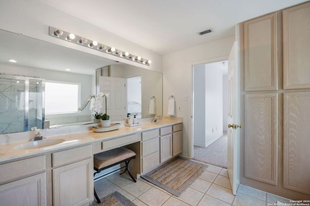 Bathroom, Dual Sink Vanities, Glass Shower, Interior, Recessed Lighting