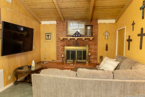 Fireplace, Interior, Living room, Stone Walls, Wooden Beams, Wooden Ceilings, Wooden Walls