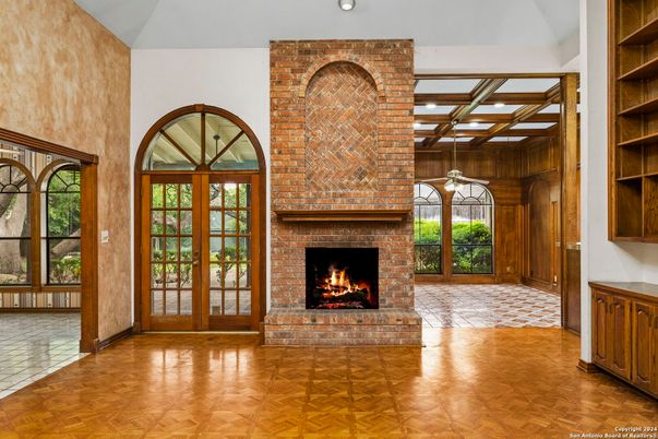 Fireplace, Interior, Wood Texture Flooring, Wooden Walls
