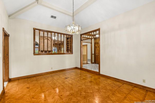 Chandelier, Empty room, Interior, Wood Texture Flooring