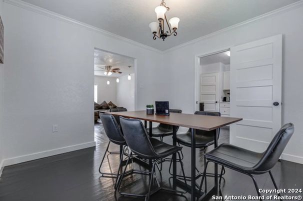 Chandelier, Dining room, Interior, Wood Texture Flooring
