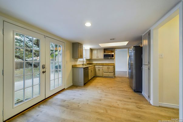 Interior, Kitchen, Recessed Lighting, Wood Texture Flooring