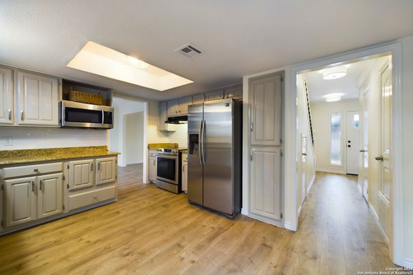 Interior, Kitchen, Stainless Steel Appliances, Wood Texture Flooring