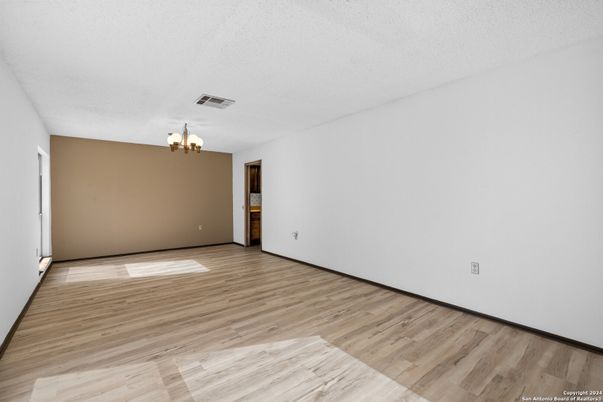 Chandelier, Empty room, Interior, Wood Texture Flooring