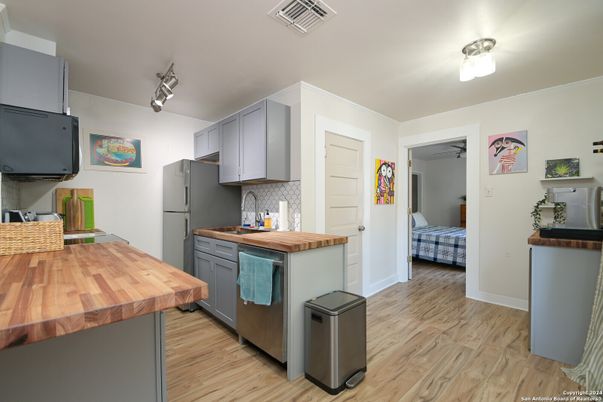 Interior, Kitchen, Wood Texture Flooring