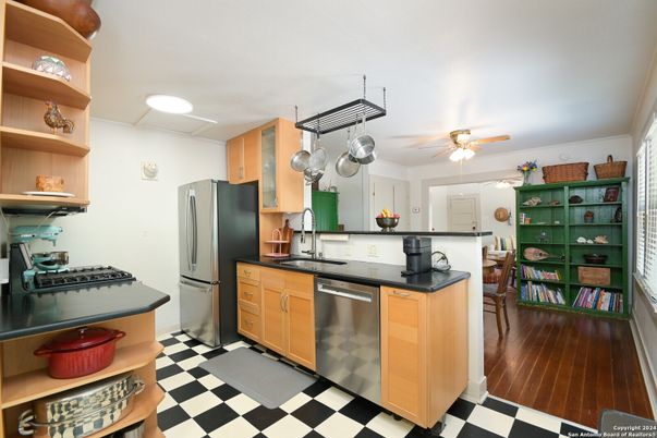 Interior, Kitchen, Recessed Lighting, Wood Texture Flooring