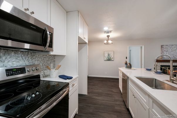 Interior, Kitchen, Stainless Steel Appliances, Wood Texture Flooring
