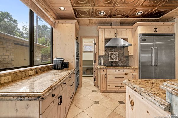 Interior, Kitchen, Recessed Lighting, Stainless Steel Appliances, Wooden Ceilings