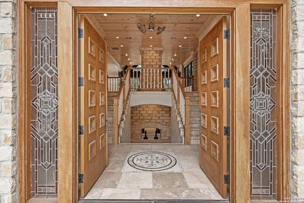 Interior, Recessed Lighting, Stone Walls, Wine Storage, Wooden Ceilings