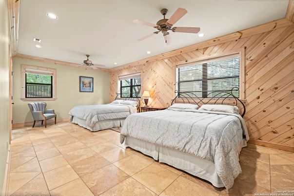 Bedroom, Interior, Recessed Lighting, Wooden Walls