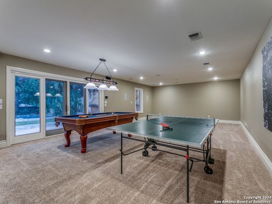 Billiard Table, Game Room, Interior, Pendant Lights, Recessed Lighting