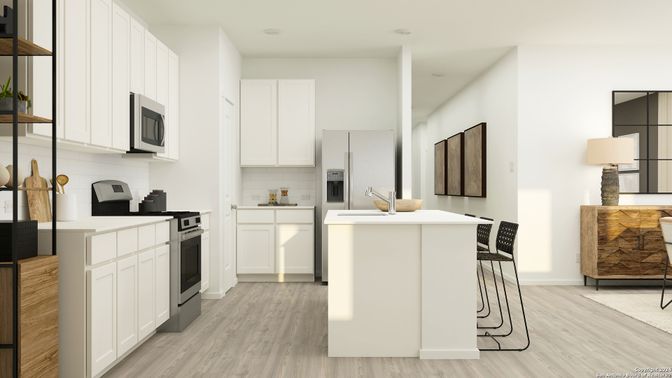 Interior, Kitchen, Stainless Steel Appliances, Wood Texture Flooring