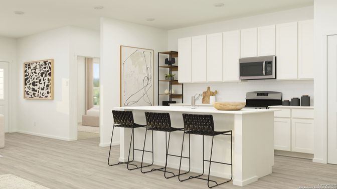 Interior, Kitchen, Recessed Lighting, Wood Texture Flooring