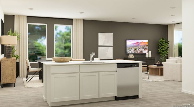 Interior, Kitchen, Recessed Lighting, Wood Texture Flooring