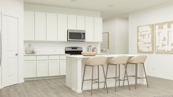 Interior, Kitchen, Recessed Lighting, Wood Texture Flooring
