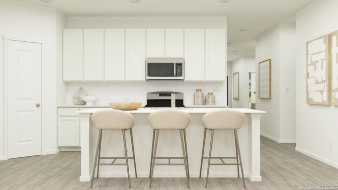 Interior, Kitchen, Recessed Lighting, Wood Texture Flooring