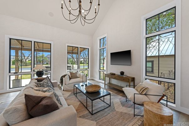 Chandelier, Interior, Living room, Wood Texture Flooring