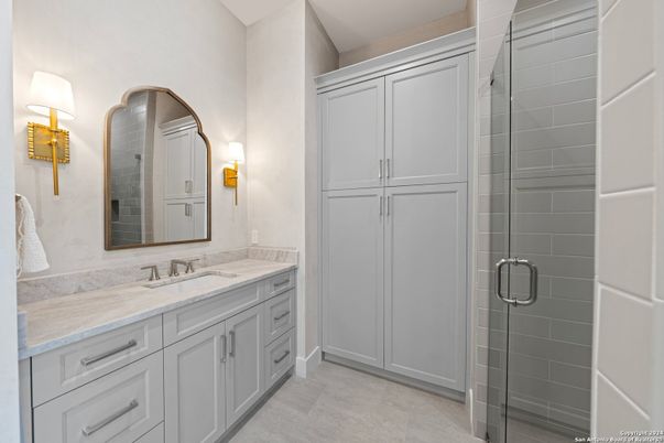 Bathroom, Dual Sink Vanities, Glass Shower, Interior