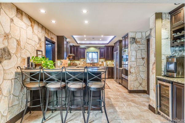 Interior, Kitchen, Recessed Lighting, Stone Walls