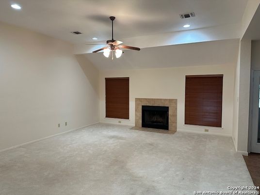 Empty room, Fireplace, Interior, Recessed Lighting