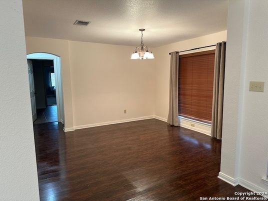 Chandelier, Empty room, Interior, Pendant Lights, Wood Texture Flooring