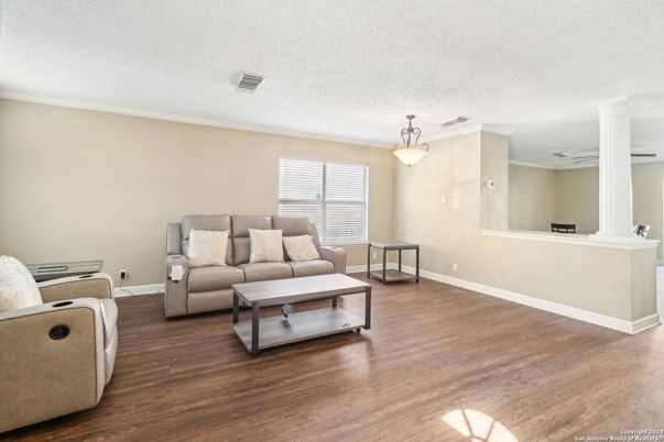 Interior, Living room, Pendant Lights, Wood Texture Flooring