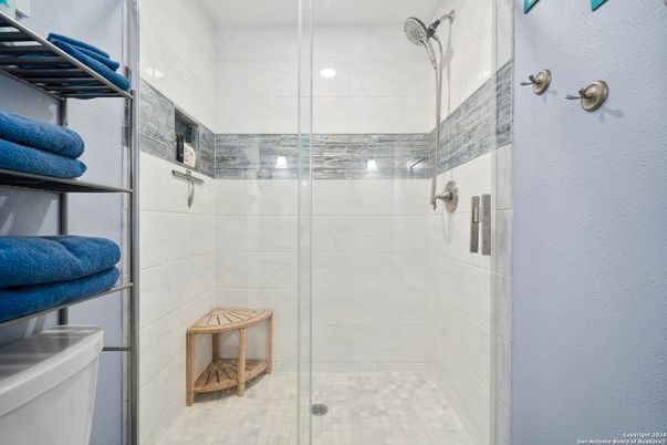 Bathroom, Glass Shower, Interior, Recessed Lighting