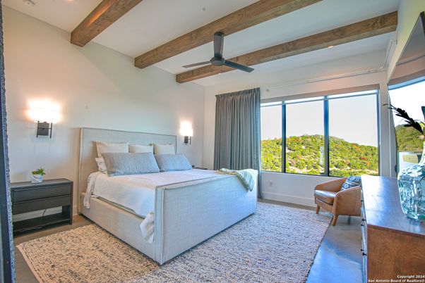 Bedroom, Interior, Recessed Lighting, Wooden Beams