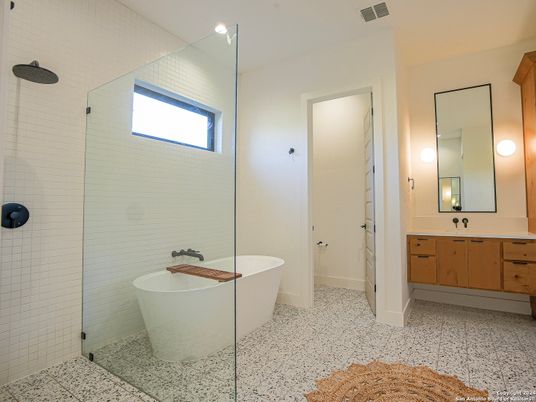 Bathroom, Dual Sink Vanities, Free Standing Baths, Glass Shower, Interior, Recessed Lighting