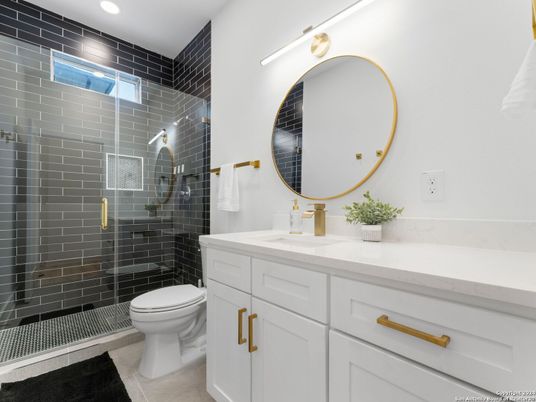 Bathroom, Glass Shower, Interior, Recessed Lighting