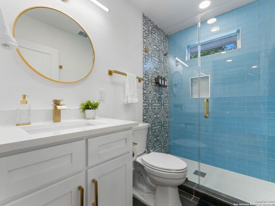 Bathroom, Glass Shower, Interior, Recessed Lighting
