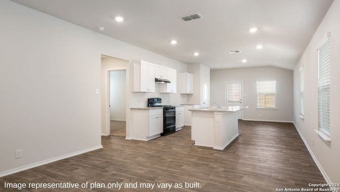 Interior, Kitchen, Recessed Lighting, Wood Texture Flooring
