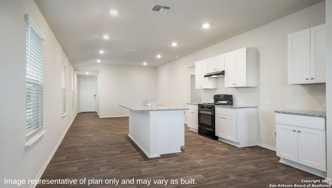 Interior, Kitchen, Recessed Lighting, Wood Texture Flooring