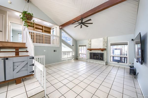 Empty room, Fireplace, Interior, Wooden Beams
