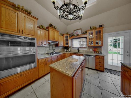 Chandelier, Interior, Kitchen, Stainless Steel Appliances