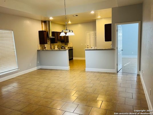 Empty room, Interior, Kitchen, Pendant Lights, Recessed Lighting