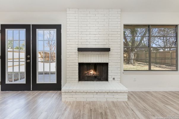 Fireplace, Interior, Stone Walls, Wood Texture Flooring