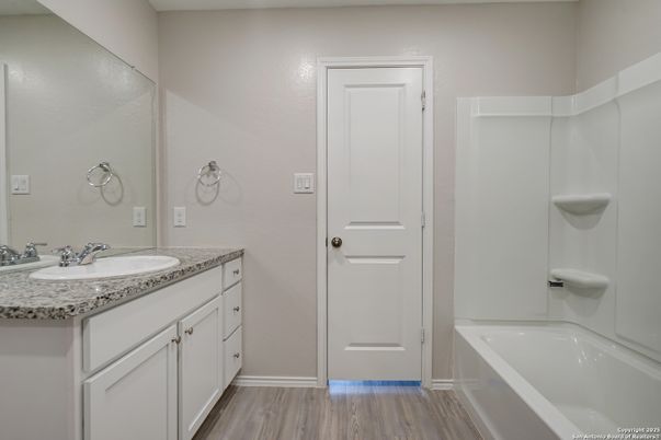 Bathroom, Dual Sink Vanities, Interior, Wood Texture Flooring