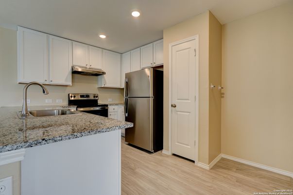 Interior, Kitchen, Recessed Lighting, Wood Texture Flooring