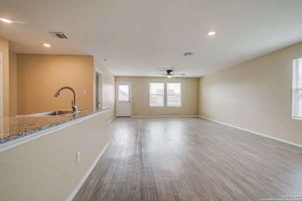 Empty room, Interior, Recessed Lighting, Wood Texture Flooring