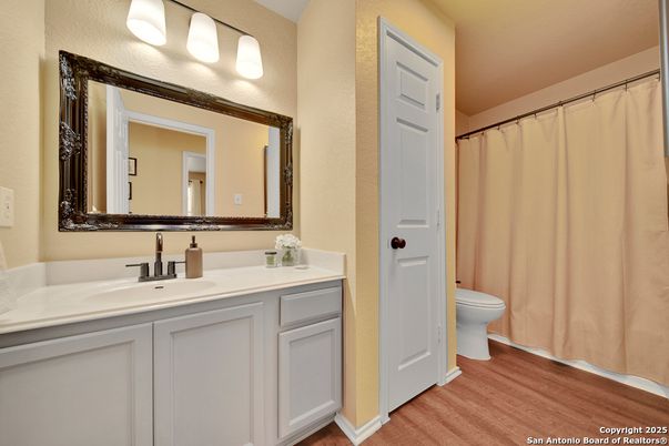 Bathroom, Dual Sink Vanities, Interior, Wood Texture Flooring