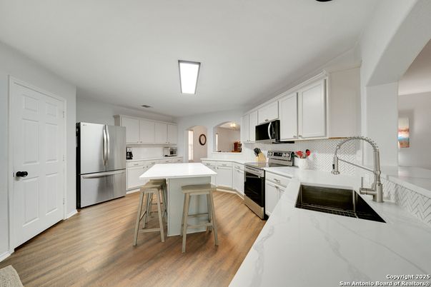 Interior, Kitchen, Stainless Steel Appliances, Wood Texture Flooring