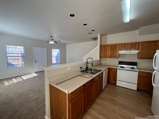 Interior, Kitchen, Recessed Lighting, Wood Texture Flooring