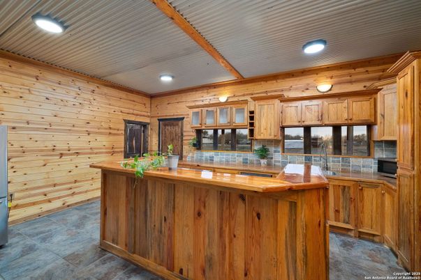 Interior, Kitchen, Recessed Lighting, Wooden Walls