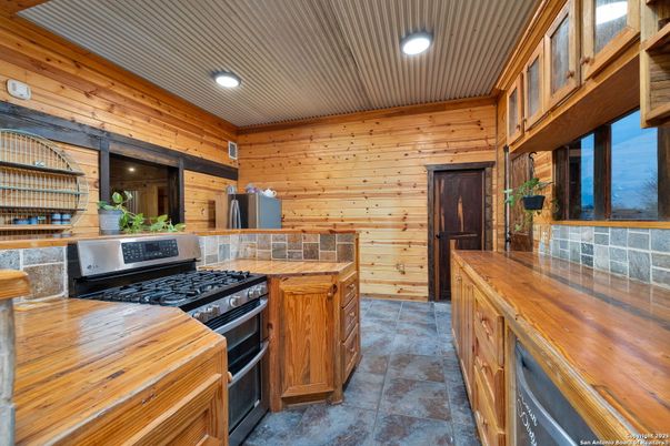 Interior, Kitchen, Recessed Lighting, Wooden Walls