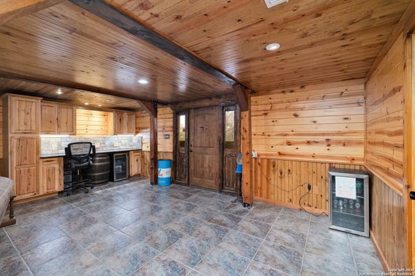 Home Office, Interior, Kitchen, Recessed Lighting, Wooden Ceilings, Wooden Walls