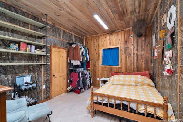 Bedroom, Interior, Recessed Lighting, Wooden Ceilings, Wooden Walls
