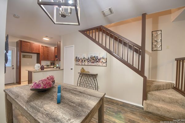 Dining room, Interior, Kitchen, Recessed Lighting, Wood Texture Flooring